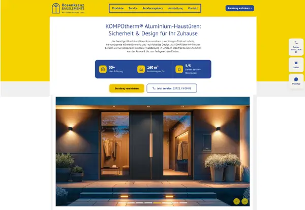 Screenshot der Rosenkranz-Bauelemente-Website