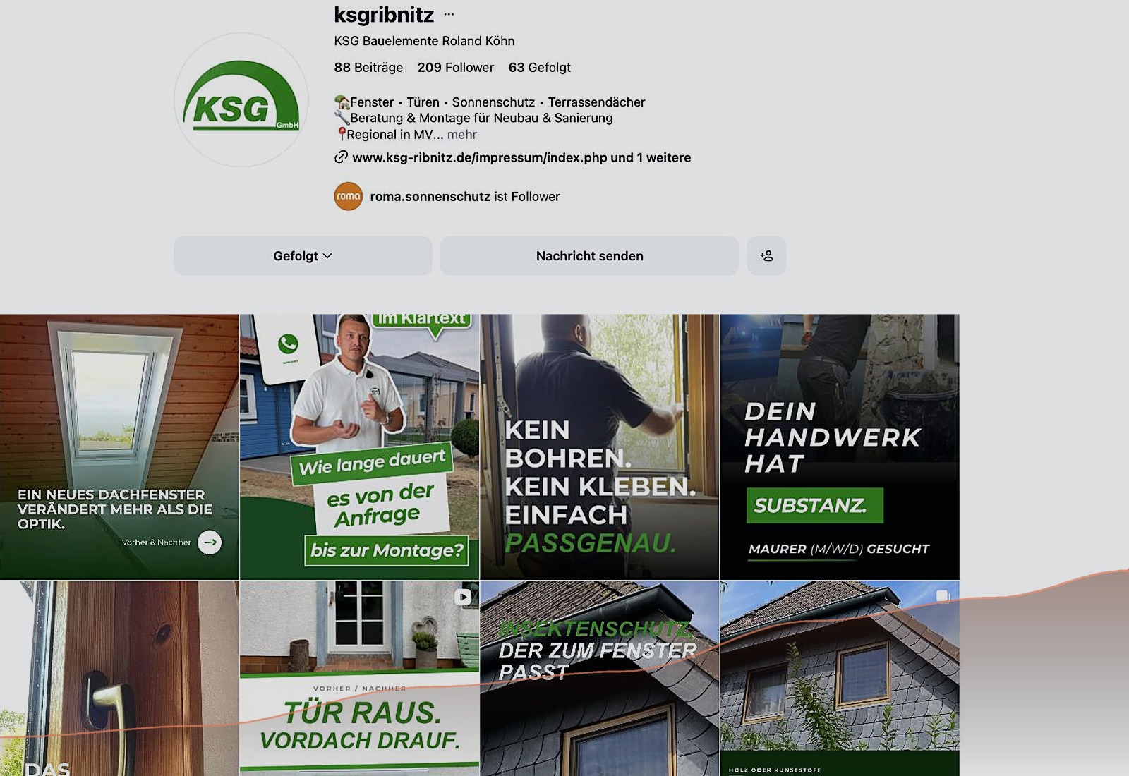 KSG Roland Köhn GmbH — Instagram-Profil mit Content-Grid, echter Screenshot